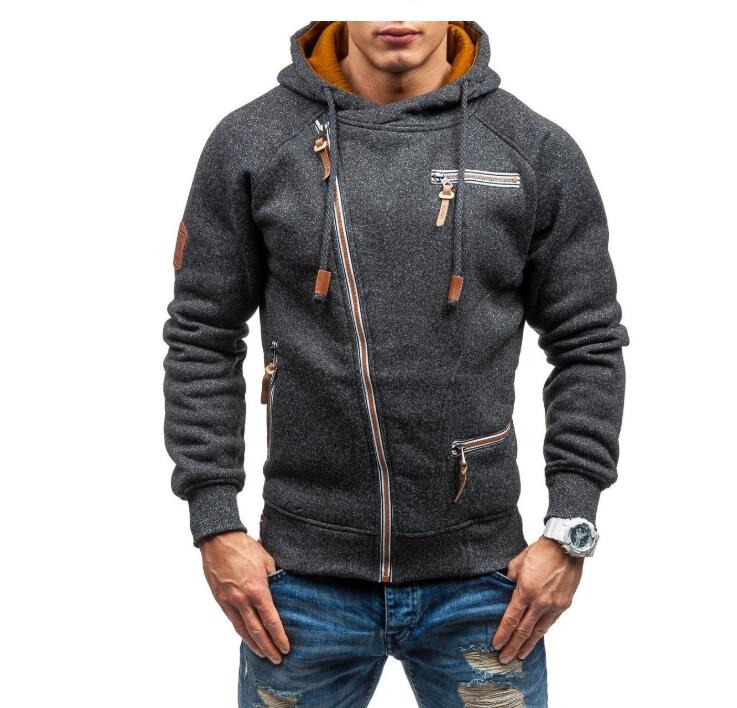 Men's Hooded Sweatshirt with Side Zipper and Fabric